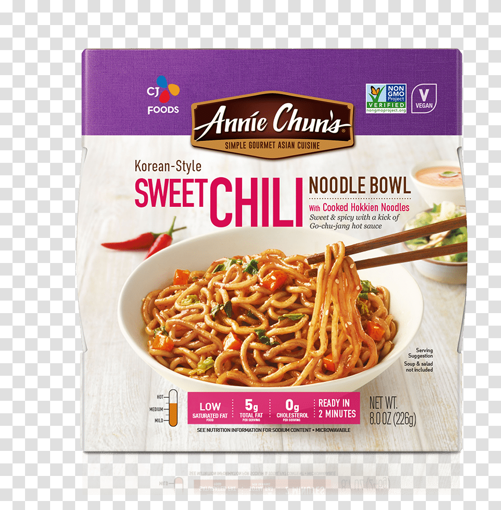 Korean Style Sweet Chili Noodle Bowl Annie Chun's Sweet Chili Noodle Bowl, Pasta, Food, Spaghetti, Menu Transparent Png