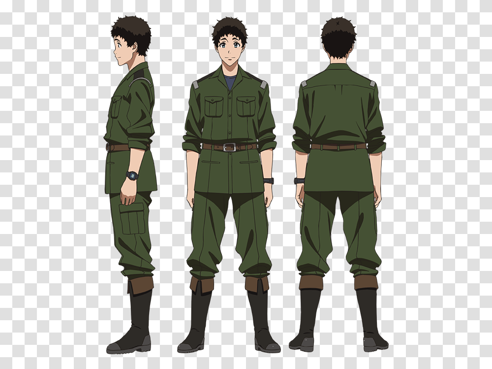 Koshikawa Shouhei Left Front Back Argevollen, Military Uniform, Person, Human, Soldier Transparent Png