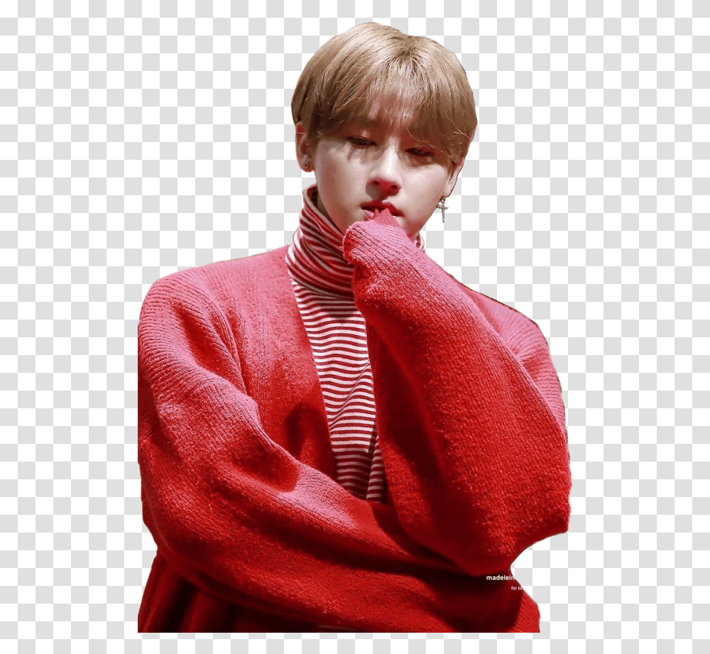 Kpop Monstax Im Monstaxim Changkyun Red Girl, Person, Scarf, Sleeve Transparent Png