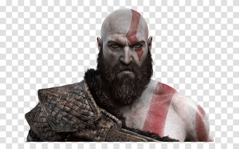 Kratos Norse God Of War Kratos, Face, Person, Human, Beard Transparent Png