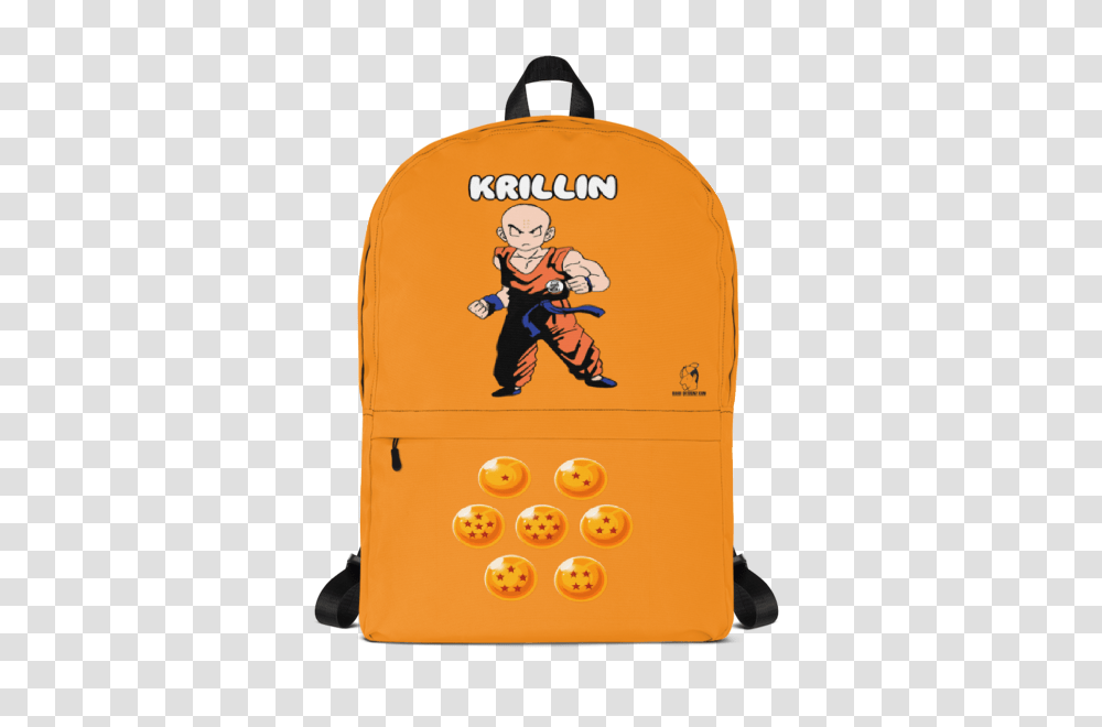 Krillin With Dragon Balls Backpack Solid Orange, Label, Person, Human Transparent Png