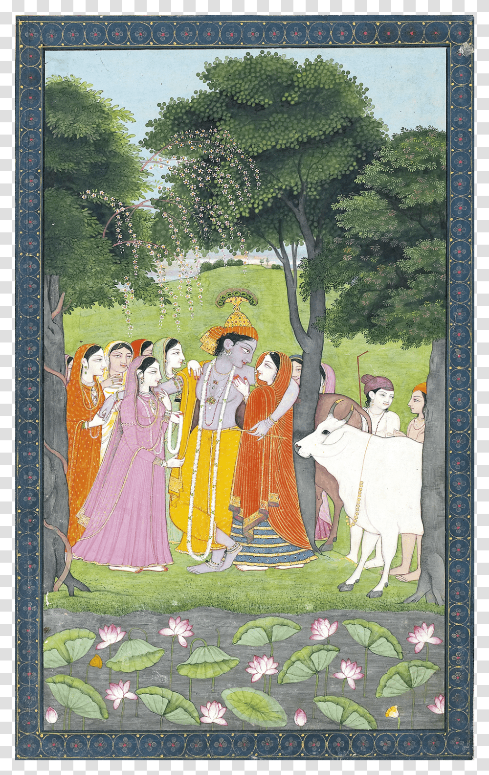 Krishna And The Cowgirls C1790 Archer Collection, Person, Painting, Drawing Transparent Png