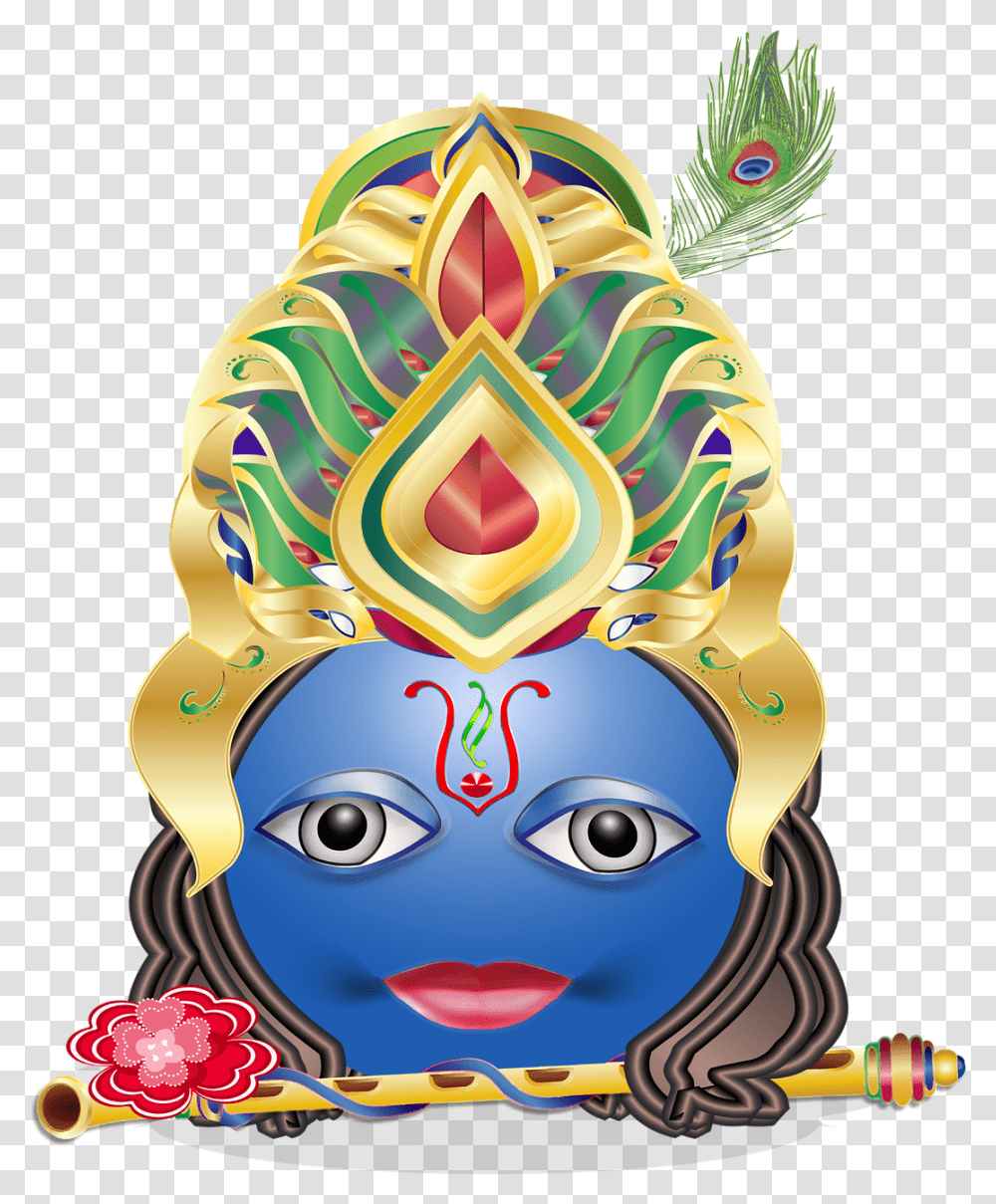 Krishna Crown With Peacock Feather, Floral Design, Pattern Transparent Png