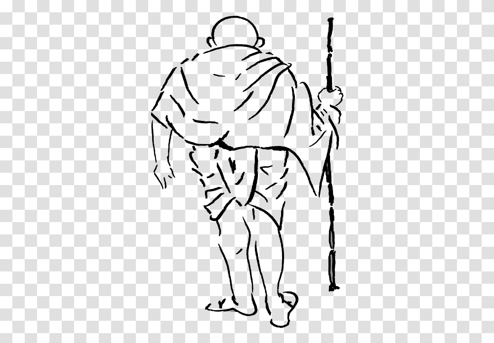 Krishna Vector Easy Mahatma Gandhi Drawing, Person, Silhouette, Hand, Photography Transparent Png