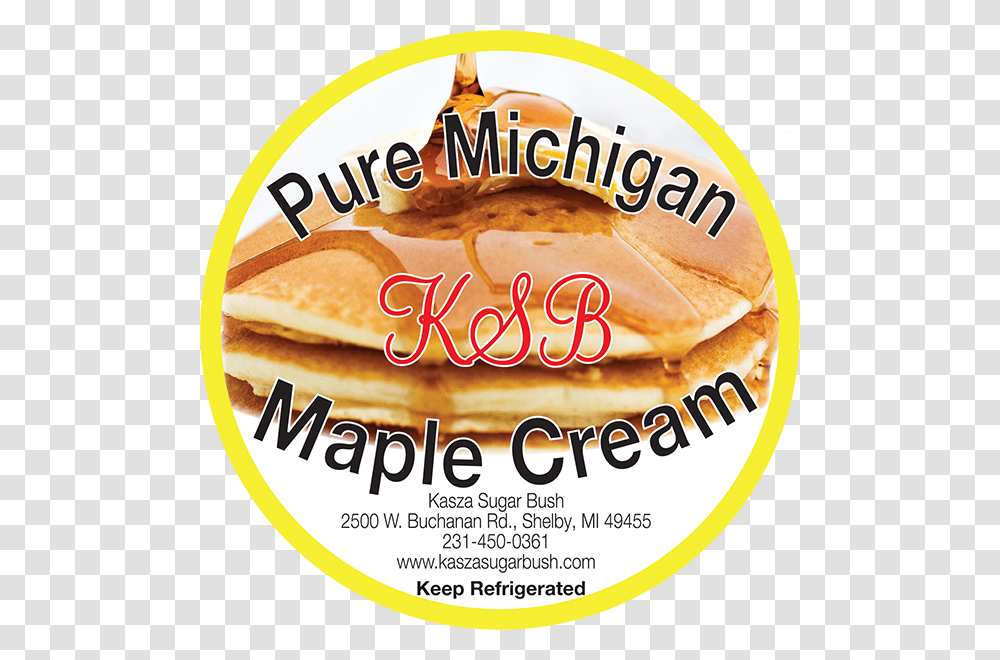 Ksb Pure Michigan Maple Cream Label Maple Syrup Labels, Bread, Food, Pancake, Plant Transparent Png