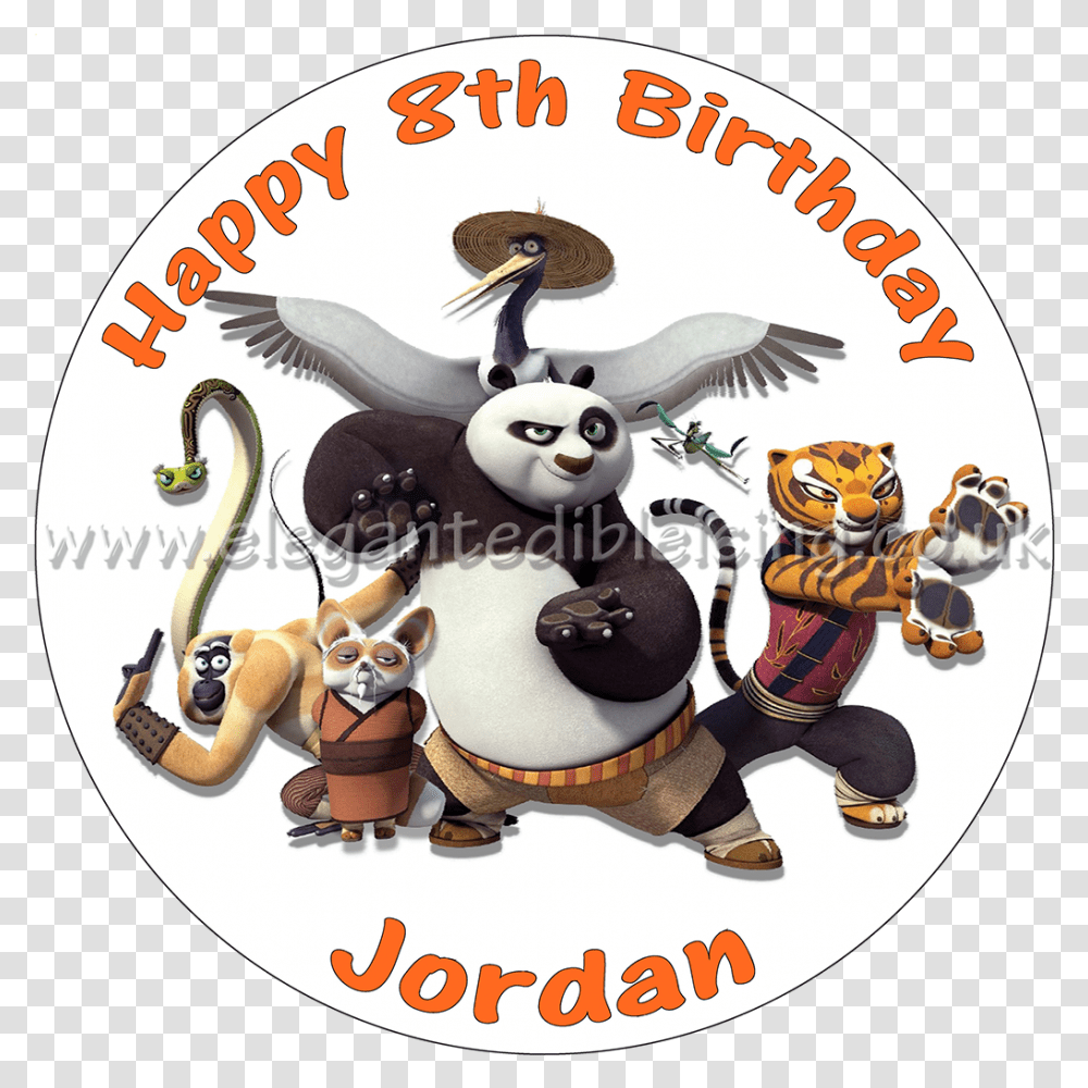 Kung Fu Panda 3 Personalised Edible Round Birthday Cake Topper Kung Fu Panda Round, Text, Label, Pirate, Figurine Transparent Png