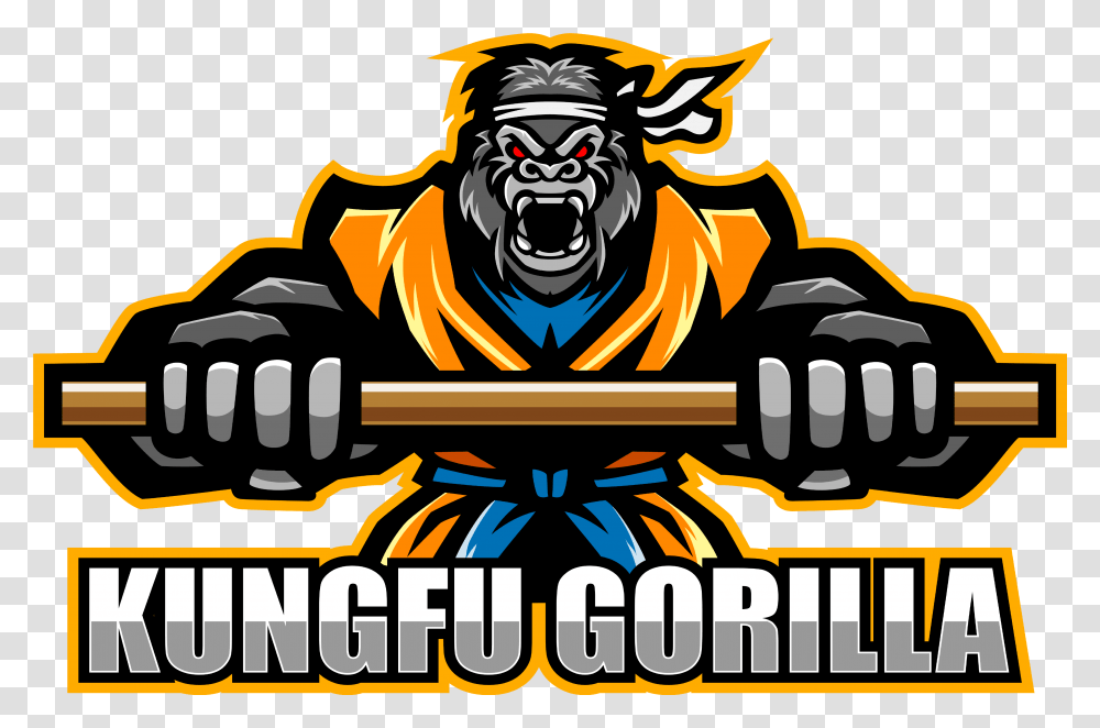 Kungfu Gorilla Esport Mascot Logo By Visink Thehungryjpeg Facebook, Hand, Text, Symbol, Trademark Transparent Png