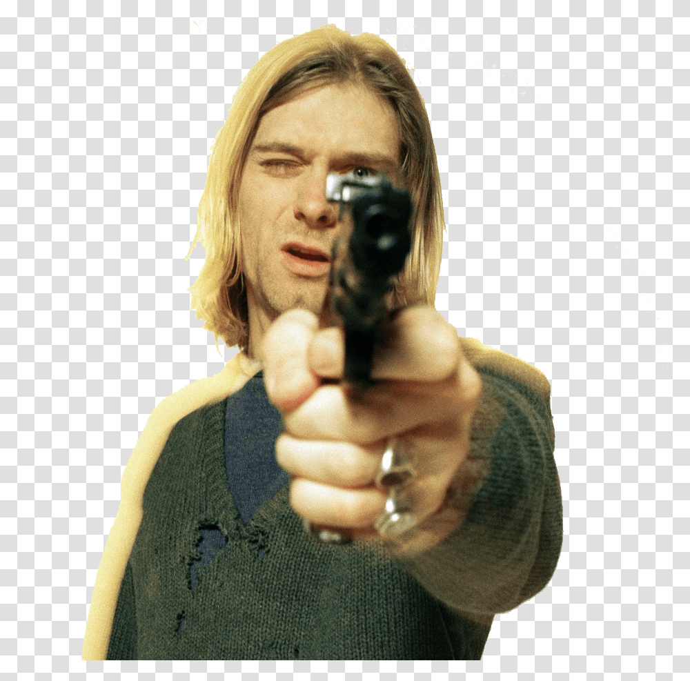 Kurt Cobain, Person, Human, Handgun, Weapon Transparent Png