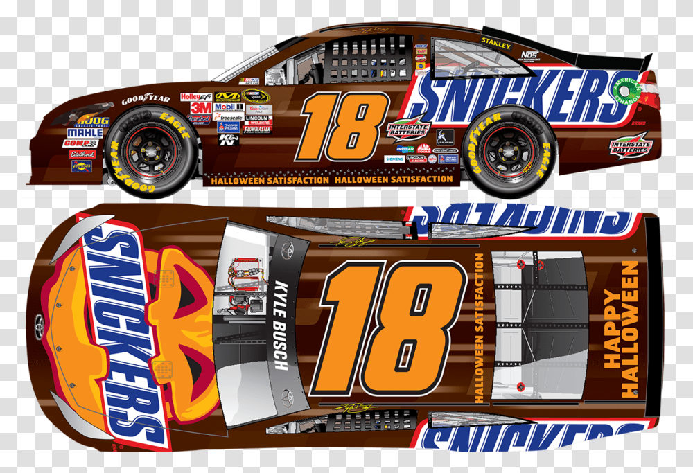 Kyle Busch Diecast 18 2016 Snickers Halloween 124 Kyle Busch Snickers Car, Race Car, Sports Car, Vehicle, Transportation Transparent Png