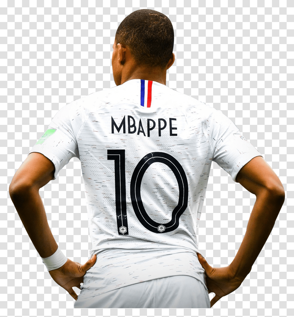Kylian Mbappe White Jersey France World Cup Clipart Mbappe White France Jersey, Shirt, T-Shirt, Person Transparent Png