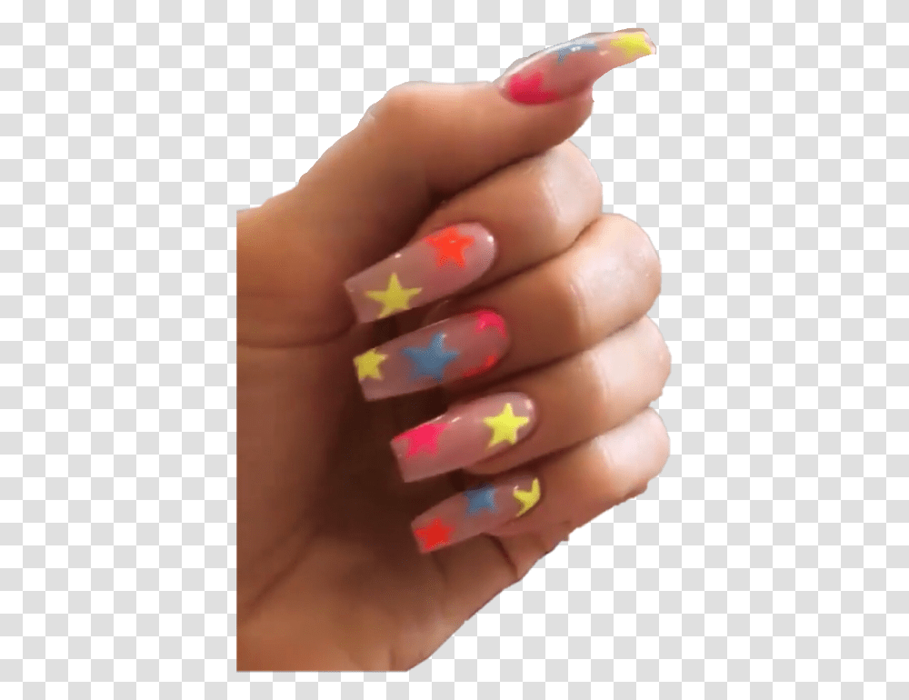 Kylie Jenner Neon Star Nails, Person, Human, Manicure, Hand Transparent Png