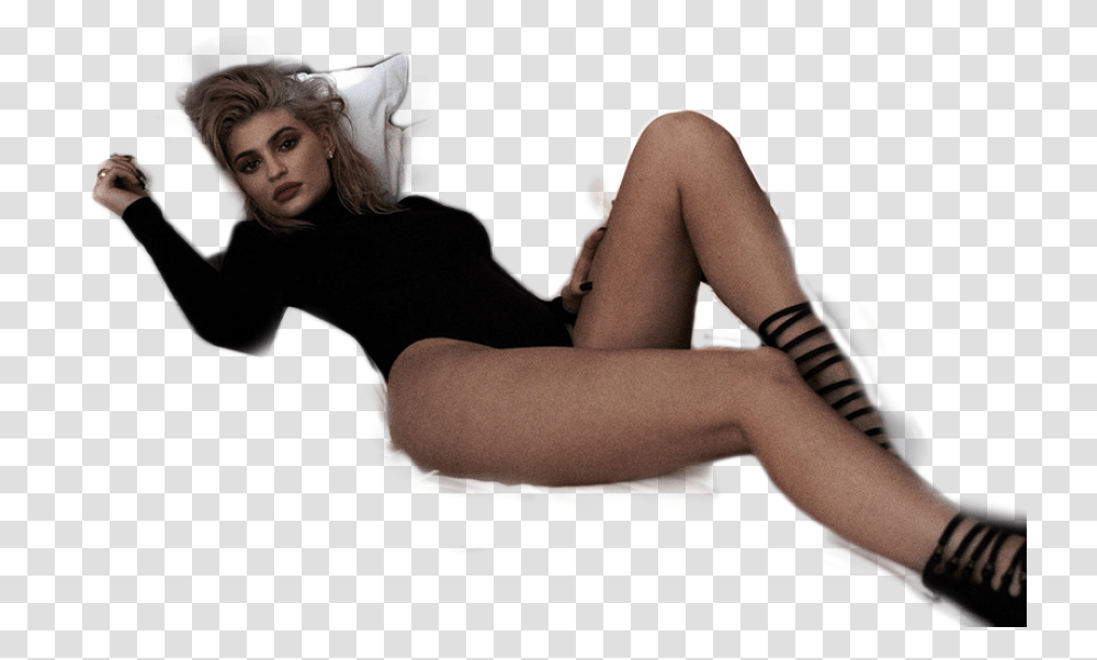Kylie Jenner On Her Bed Image Sexy Kylie Jenner, Person, Footwear, Shoe Transparent Png