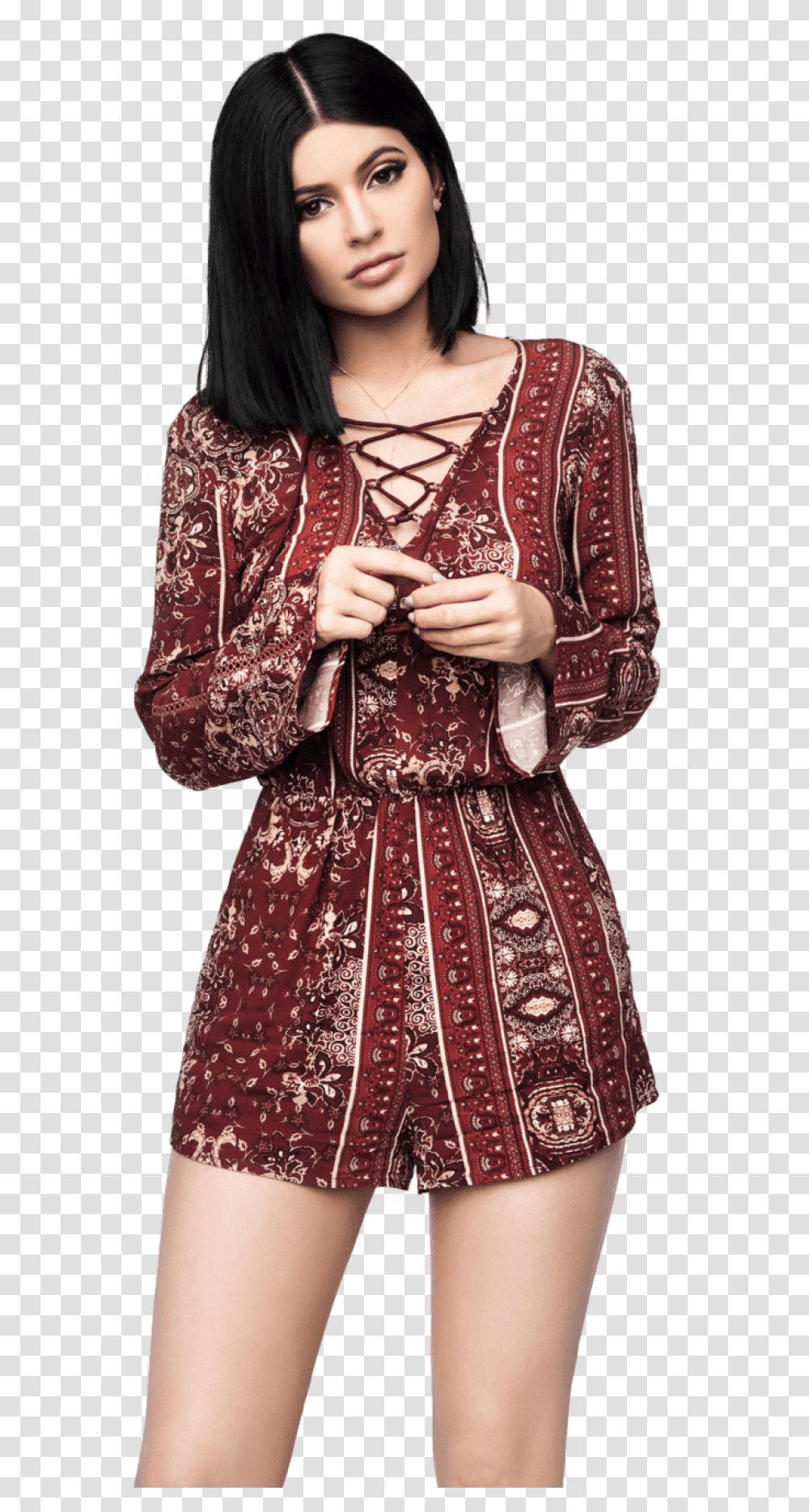 Kylie Jenner Red Skirt Kylie Jenner Background, Person, Long Sleeve, Pattern Transparent Png