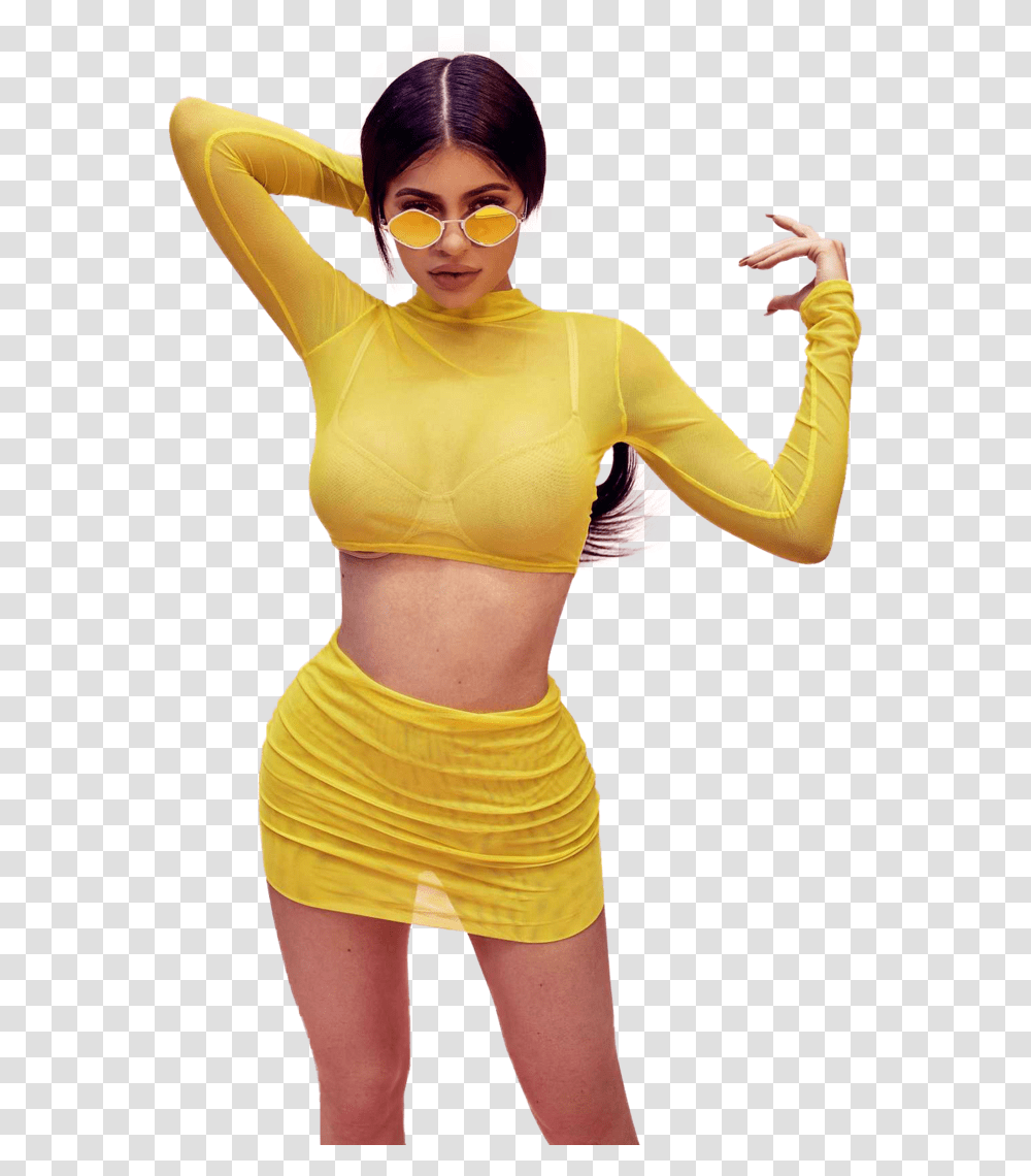 Kylie Jenner Yellow And Jenner Image Kylie Jenner X Quay, Sunglasses, Person, Dance Pose Transparent Png