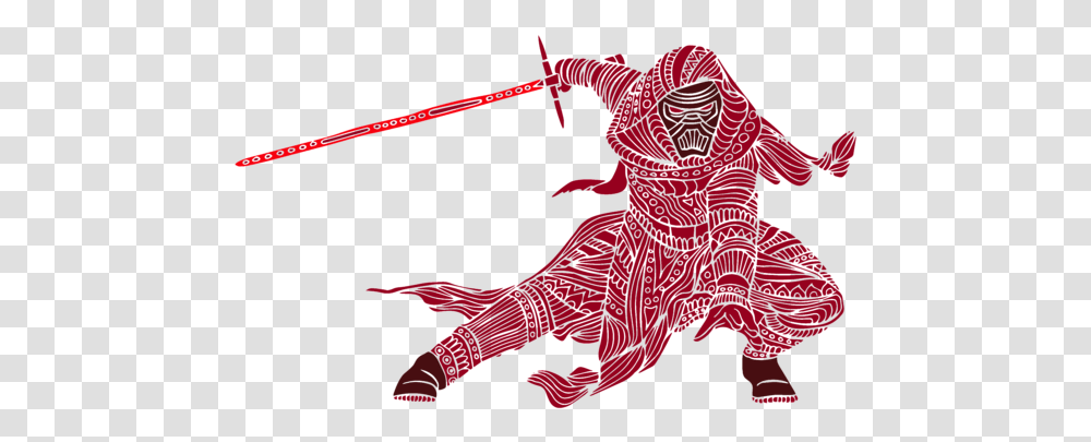 Kylo Ren Kylo Ren Star Wars Art Red, Weapon, Symbol, Animal, Emblem Transparent Png