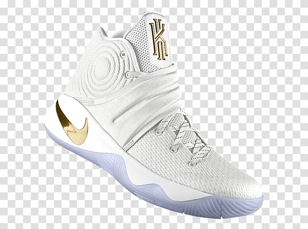 Kyrie Irving 2 Nike Id White And Gold Kyrie 2 Shoes All White, Apparel, Footwear, Sneaker Transparent Png