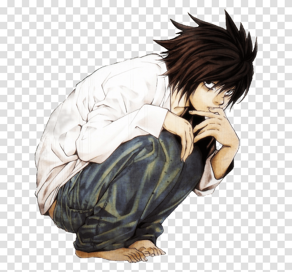 L Death Note, Manga, Comics, Book, Person Transparent Png