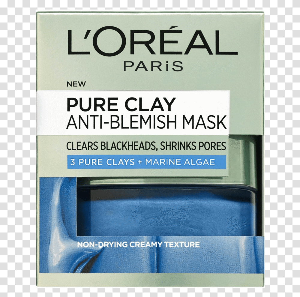 L Oreal Paris Pure Clay Blue Face Mask With Marine Loreal Pure Clay Glow Mask, Paper, Advertisement, Poster Transparent Png