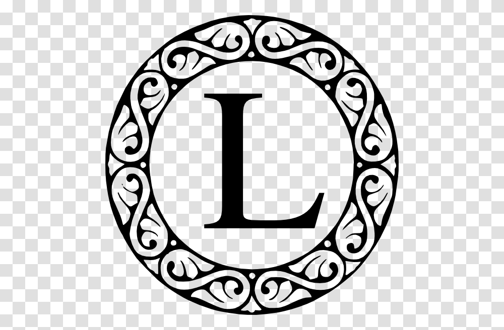 L Scroll Circle Monogram Clip Art, Number, Oval Transparent Png