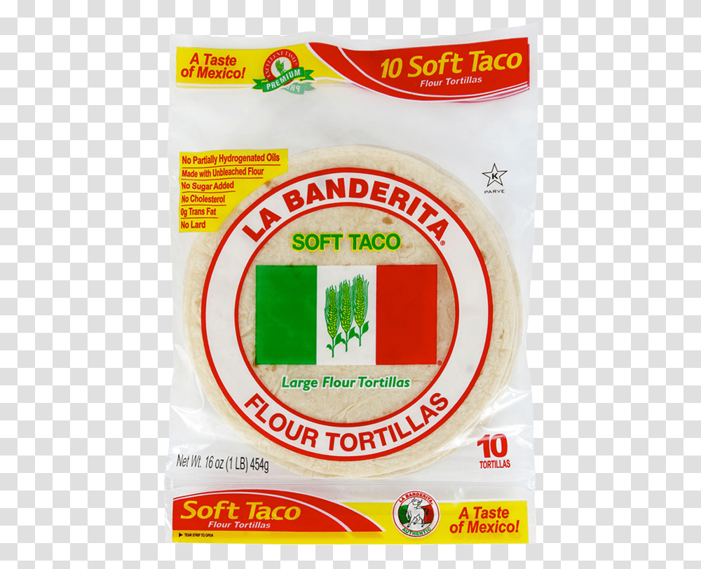 La Banderita Soft Taco Flour Tortillas, Plant, Food, Label Transparent Png