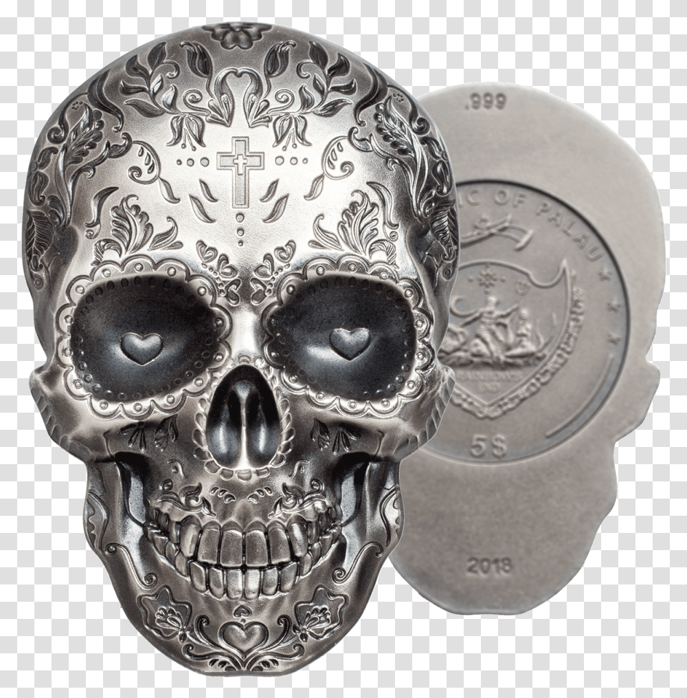 La Catrina Skull, Silver, Skin Transparent Png