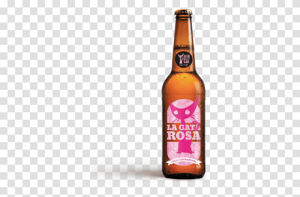 La Gata Rosa Trigo Con Manzana Beercat Disculpi Studio Siete Vidas Beercat, Alcohol, Beverage, Drink, Bottle Transparent Png