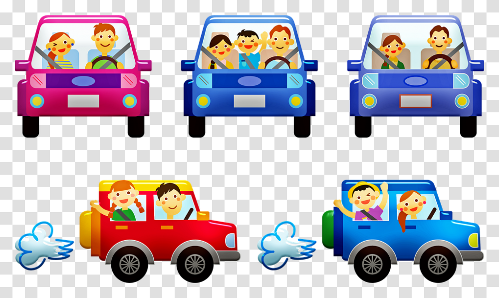 La Gente En Los Coches Familia Coche Del Automvil Cartoon Cars With People In Them, Toy, Cushion, Vehicle, Transportation Transparent Png