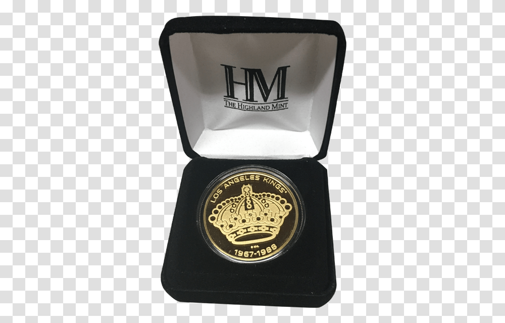 La Kings 50th Anniversary Queens Crown Gold Minted Coin, Bottle, Wristwatch, Cosmetics Transparent Png