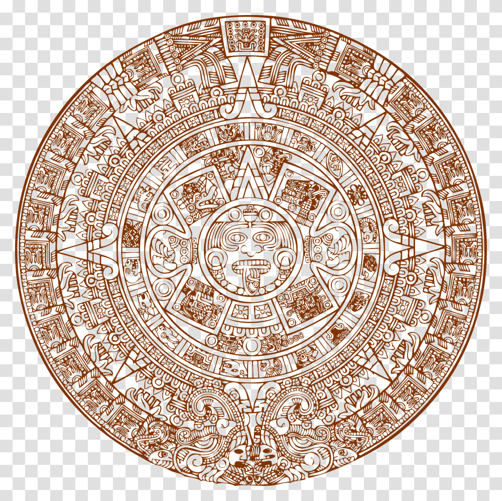 La Rueda Del Tiempo Aztec Sun Stone, Rug, Pattern, Doodle, Drawing Transparent Png