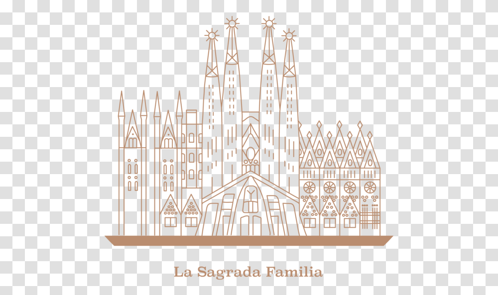 La Sagrada Familia Icon Architecture Gaudi Spain Lanmarks Illustration, Dome, Building, Mosque, Pillar Transparent Png