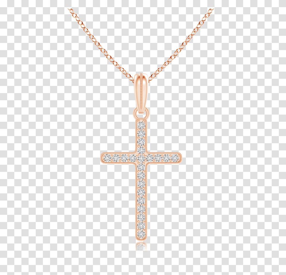 Lab Grown Diamond Latin Cross Necklace With Milgrain Pure Ignis, Pendant, Crucifix, Jewelry Transparent Png