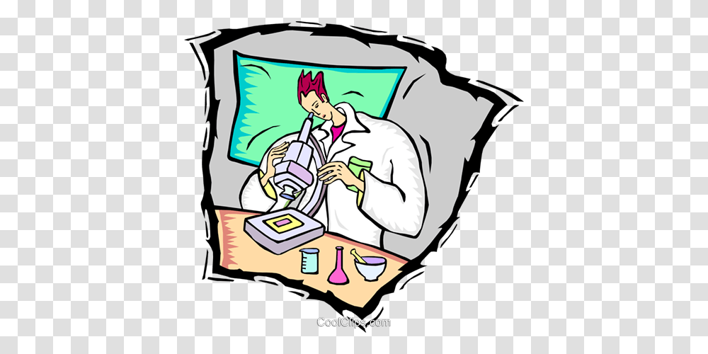 Lab Technician With A Microscope Royalty Free Vector Clip Art, Washing, Reading, Doctor, Scientist Transparent Png
