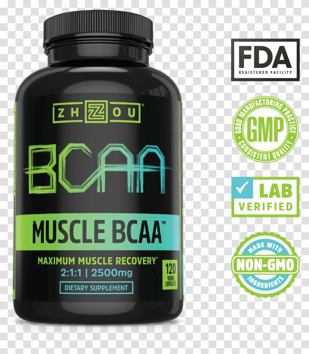 Lab Verified Non Gmo Muscle Bcaa From Zhou Nutrition Bodybuilding Supplement, Bottle, Cosmetics, Mobile Phone, Plant Transparent Png