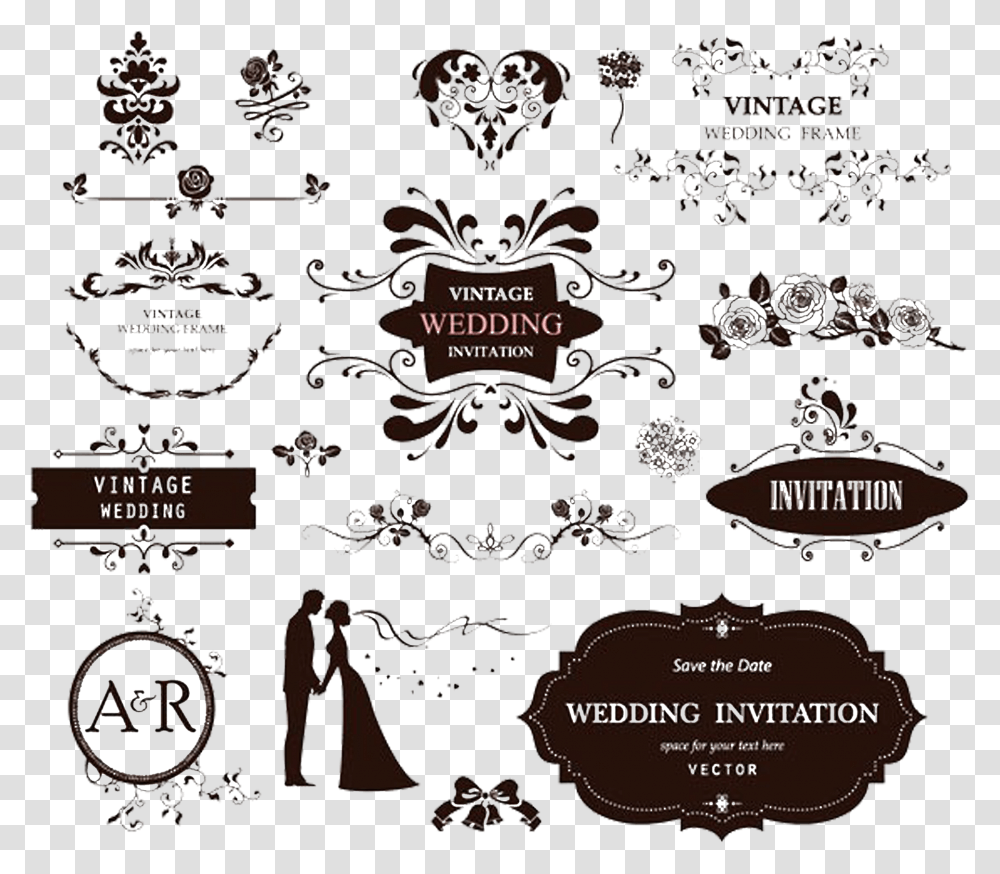 Label Clipart Wedding Invitation Love Design Vector Free Wedding Logo Vector Free, Text, Passport, Floral Design, Pattern Transparent Png