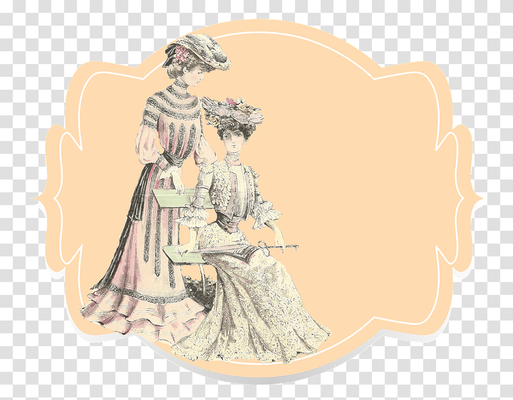 Label Ladies Checkers 1920 Old Female Vintage Illustration, Person, Painting Transparent Png