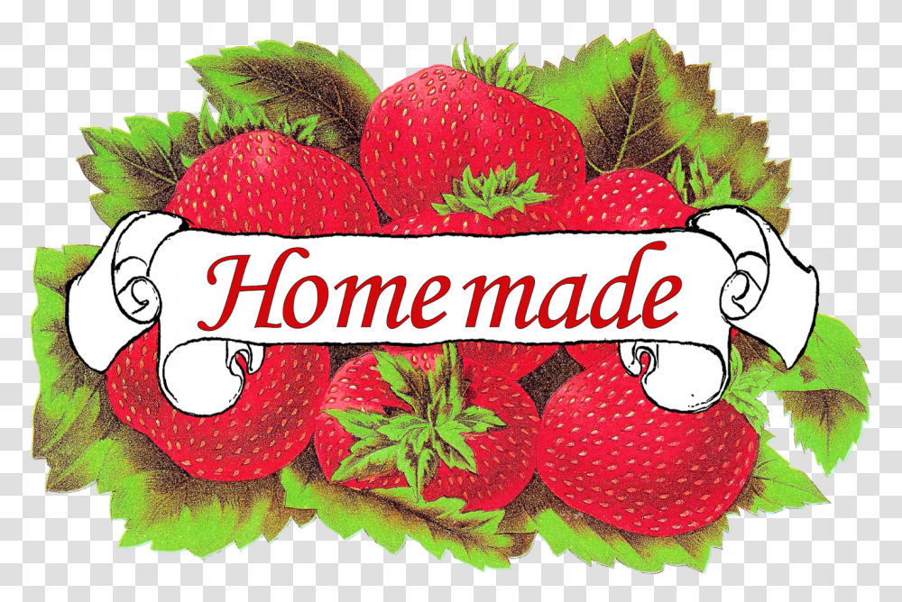 Label Strawberry Homemade Image Download Strawberry Label, Plant, Petal, Flower Transparent Png