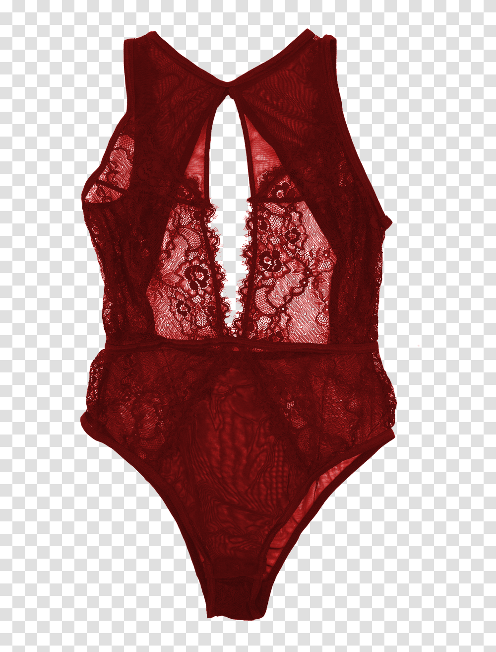 Lace And Mesh Keyhole Body Suit Red Sneaky Vaunt, Apparel, Lingerie, Underwear Transparent Png