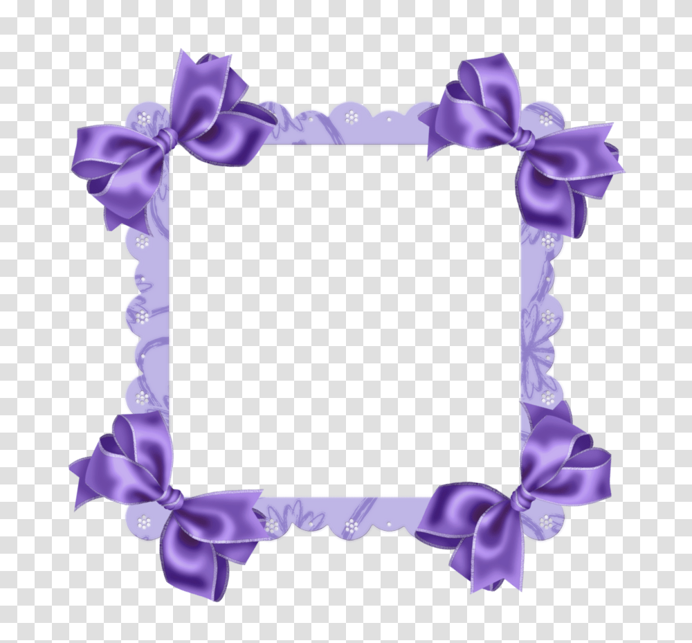 Lace Purple Flower Border Purple Frame With Bow, Plant, Tree, Gift, Rattle Transparent Png