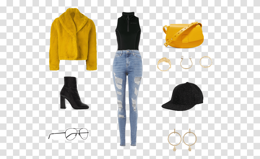 Lack And Yellow Jeans Cardi B Outfits, Pants, Footwear, Hat Transparent Png