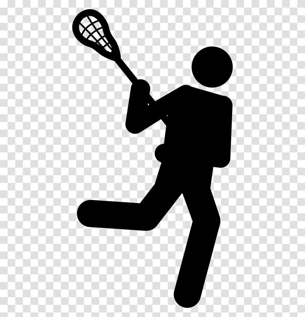 Lacrosse Silhouette Of A Person With A Racquet, Hammer, Shovel, Stencil, Kneeling Transparent Png