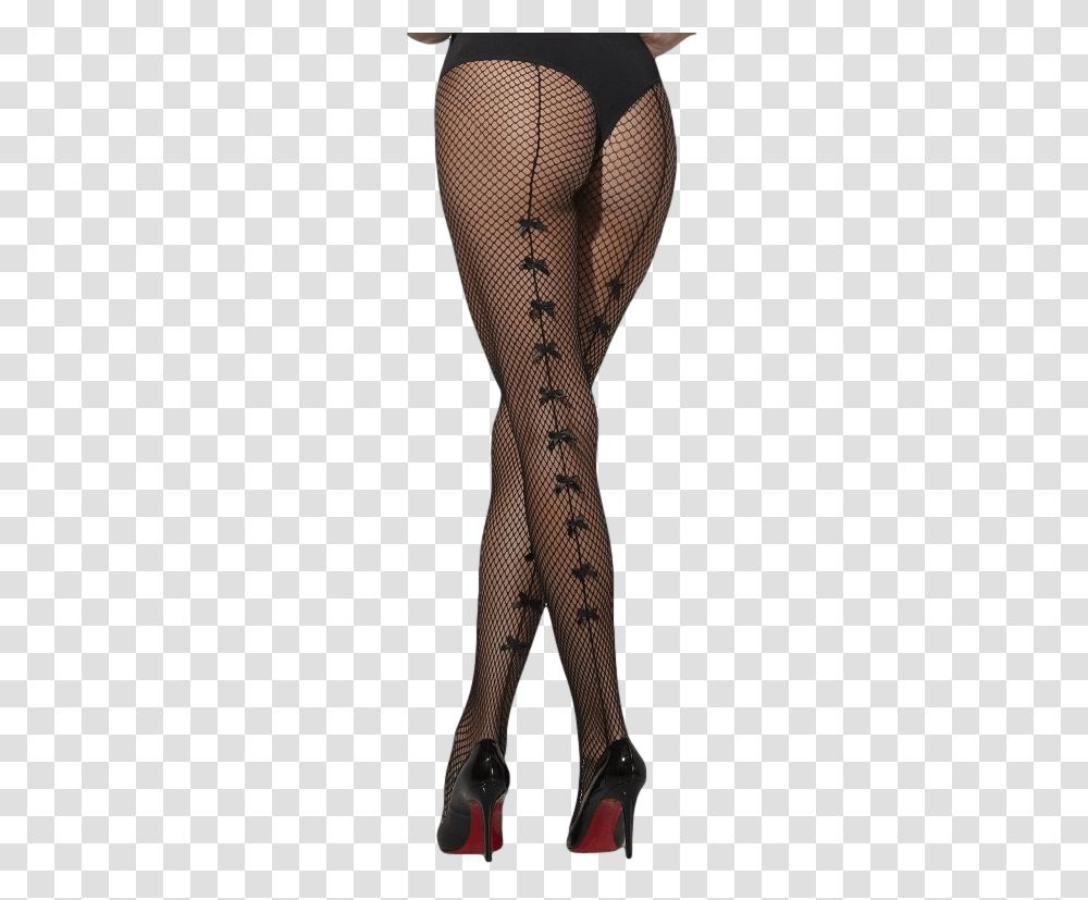 Ladies Bow Seamed Fishnet Tights, Pants, Apparel, Person Transparent Png