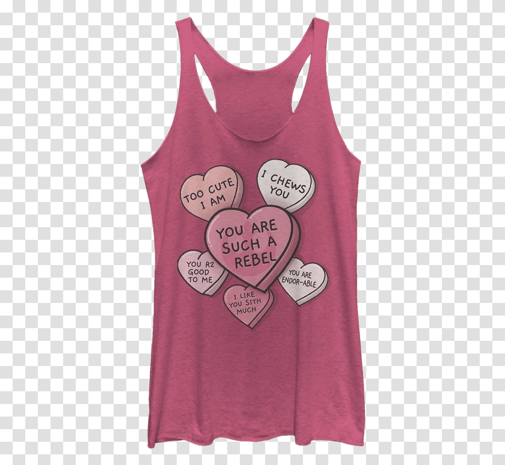 Ladies Candy Hearts Star Wars Racerback Tank Top, Clothing, Apparel, T-Shirt, Applique Transparent Png