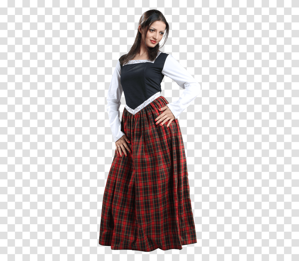 Ladies Highland Dress Traditional Scottish Clothes Female, Skirt, Person, Tartan Transparent Png