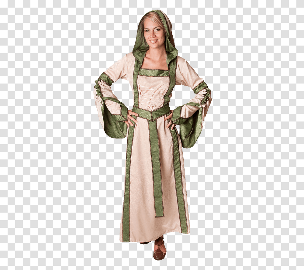 Ladies Hooded Nobility Gown Costume, Apparel, Person, Human Transparent Png