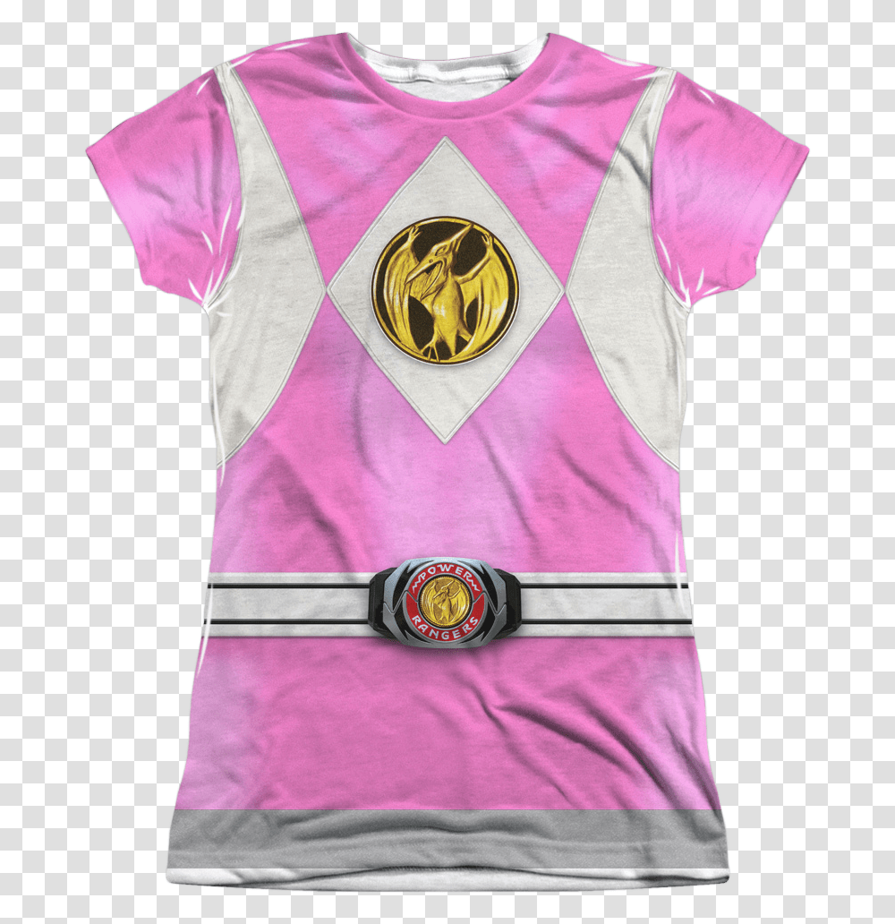 Ladies Pink Ranger Sublimation Shirt Power Rangers Pink Shirt, Logo, Vest Transparent Png