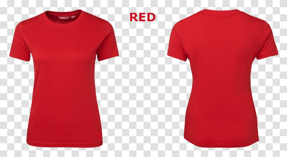 Ladies Red T Shirt Front And Back, Apparel, T-Shirt, Jersey Transparent Png