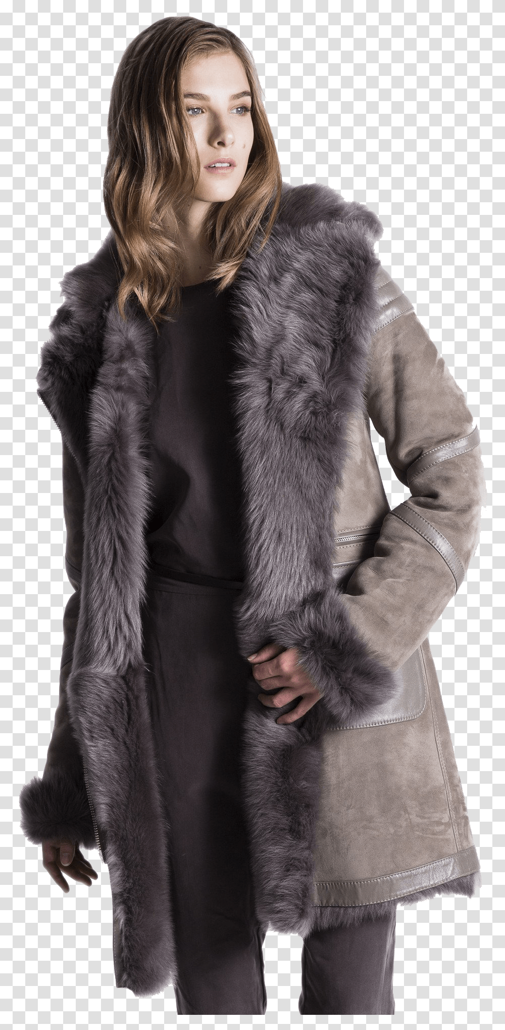Ladies Shearling Coat Clipart, Apparel, Fur, Overcoat Transparent Png