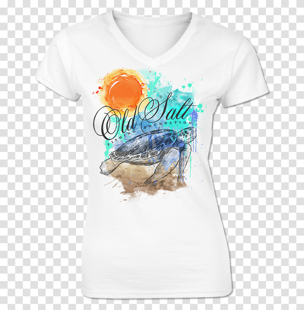 Ladies V Neck Cottonpoly Blend Fishing Tee Marlin, Apparel, T-Shirt, Turtle Transparent Png