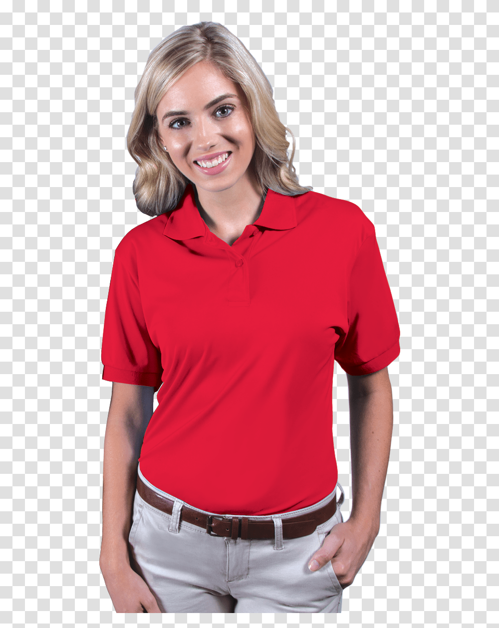 Ladies Wicking Solid Snag Resist Polo Polo Shirt, Sleeve, Person, Belt Transparent Png