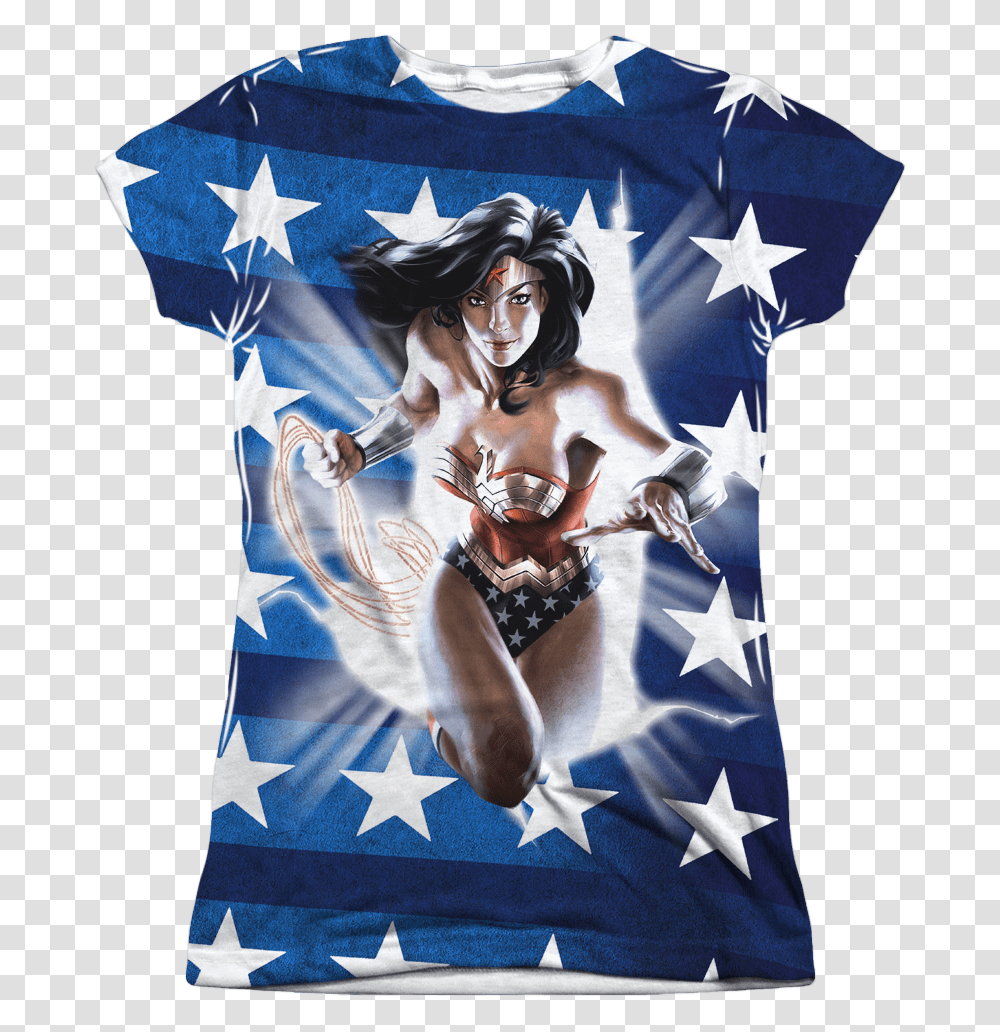 Ladies Wonder Woman Stars Shirt Superboy Vs Wonder Woman, Apparel, T-Shirt Transparent Png